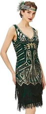 NWT BABEYOND Women's Flapper Dresses 1920s, Green, XS