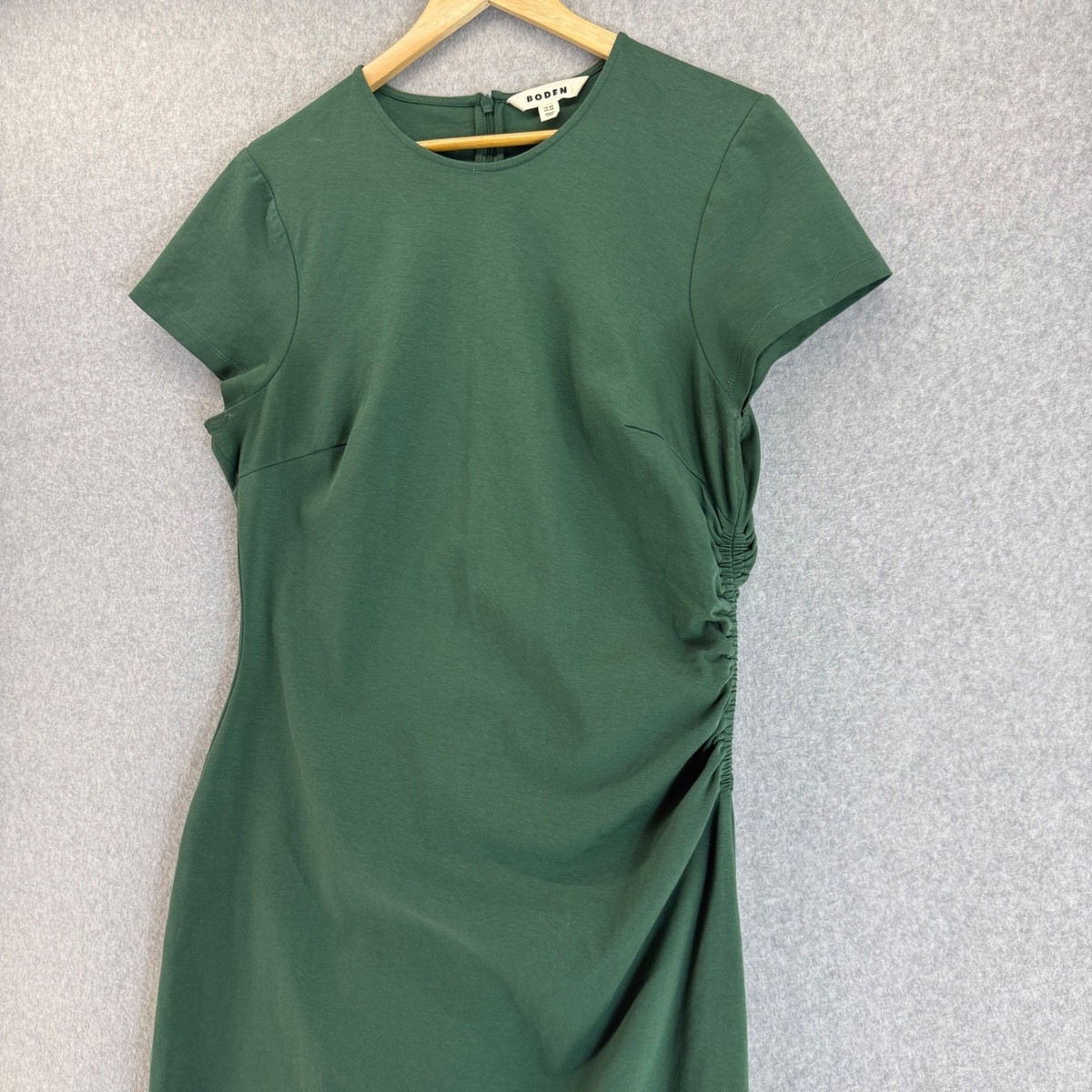 Boden Forest Green Short Sleeve Side Ruched Jersey Midi Dress Women US Size  14 R | eBay