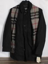 NWT Dockers Men's Size X-Large Black Weston Wool Blend Coat With Scarf