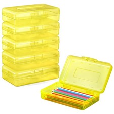 6 Pack Plastic Pencil Cases with Snap-tight Lids