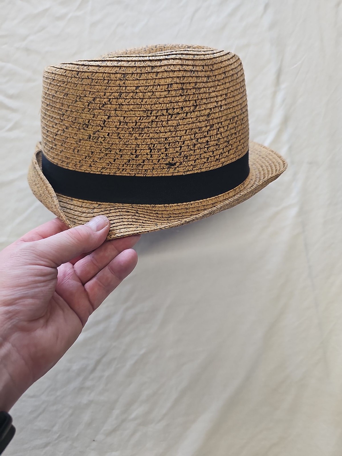 Classic Straw Trilby Fedora with Black Grosgrain Band 831 image 2