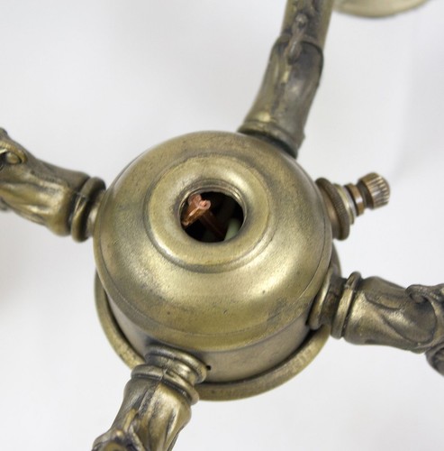 Antiguo candelabro de latón Westwood Industries Art Deco 4 luces lámpara eléctrica - Imagen 6 de 11
