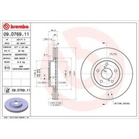 Bremsscheibe Brembo 09.D769.11, Vorne, BelüFtet, 1 StüCk
