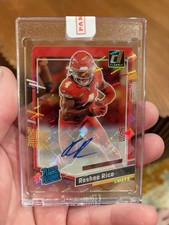 RASHEE RICE 2023 PANINI CLEARLY DONRUSS #79 RATED ROOKIE AUTO HOLO RR LOGO RC