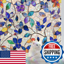 QHYsunshine Stained Glass Window Privacy FilmDecorative Rainbow Static Clings -l
