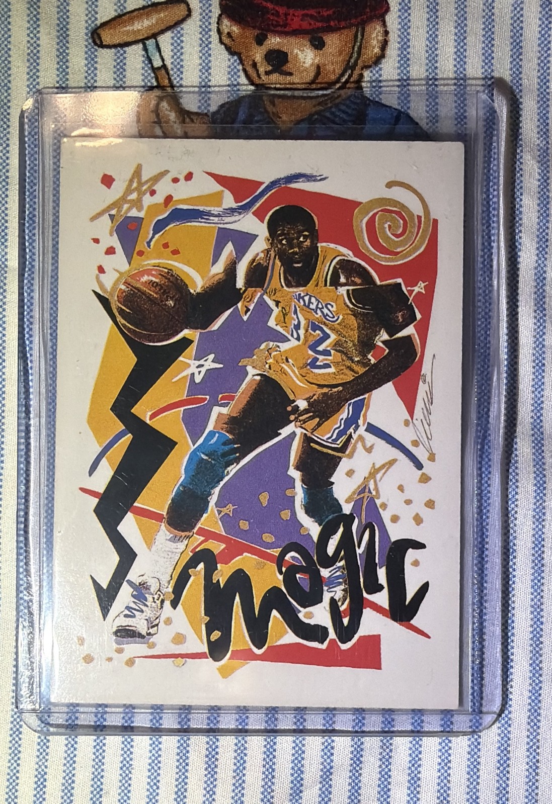 1990-91 NBA Hoops - Art Card Team Checklist Magic Johnson #367