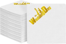 Wedding Napkins for Reception - 100Pack Gold Foiled Cocktail Napkins Wedding, So