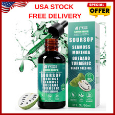 Soursop Bitters Liquid Drops 10 in 1 with Sea Moss, Moringa, Turmeric, Black ...