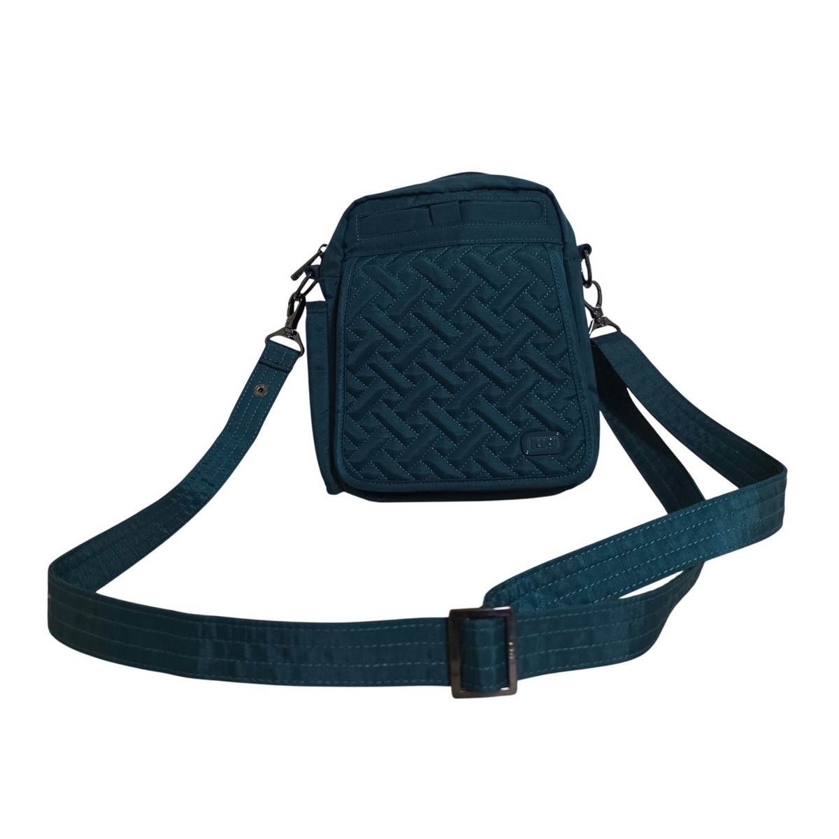 Lug Flapper Crossbody Bag Small Teal Blue Quilted 