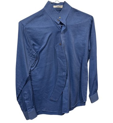 Essex Signature Collection Long-Sleeve Blue Cotton Shirt Button-Front Size Small