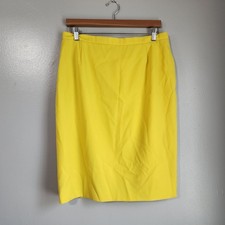 Vtg ESCADA Margaretha Ley 80s Women's Skirt Yellow Fully Lined Wool Career IT42
