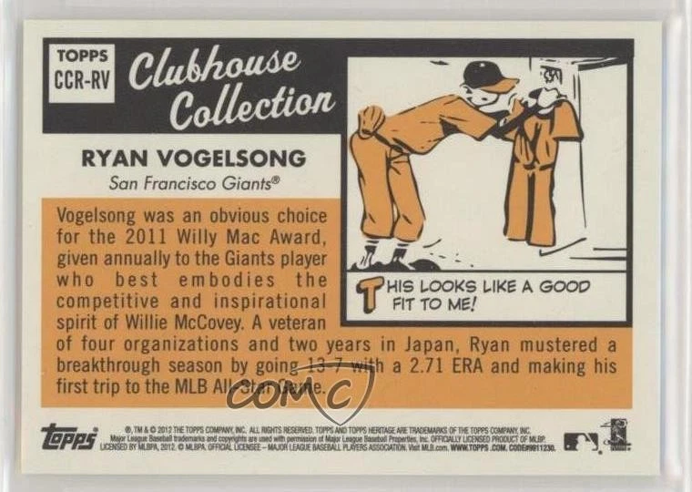 2012 Topps Heritage Clubhouse Collection Relics Ryan Vogelsong #CCR-RV - Image 2 of 2