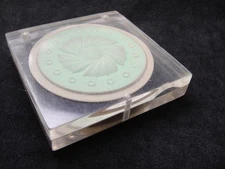 Vintage 3" Square Clear Lucite Powder / Makeup Compact + Mirror