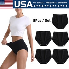 5  Pack Women High  Waist Black Briefs, Stretchy Daily Ladies Underwear