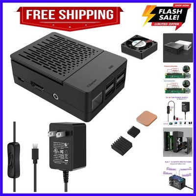5V 3A 15W] Raspberry Pi 3 Case, Power Supply With Switch for Pi 3 B+  Listed
