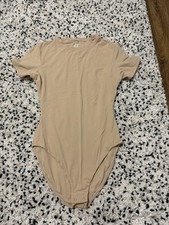 SKIMS Fits Everybody Bodysuit Beige Nude Short Sleeve Crew Neck Women s S