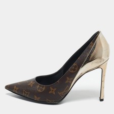Louis Vuitton Gold Monogram Canvas and Leather Cherie Pumps Size 38.5