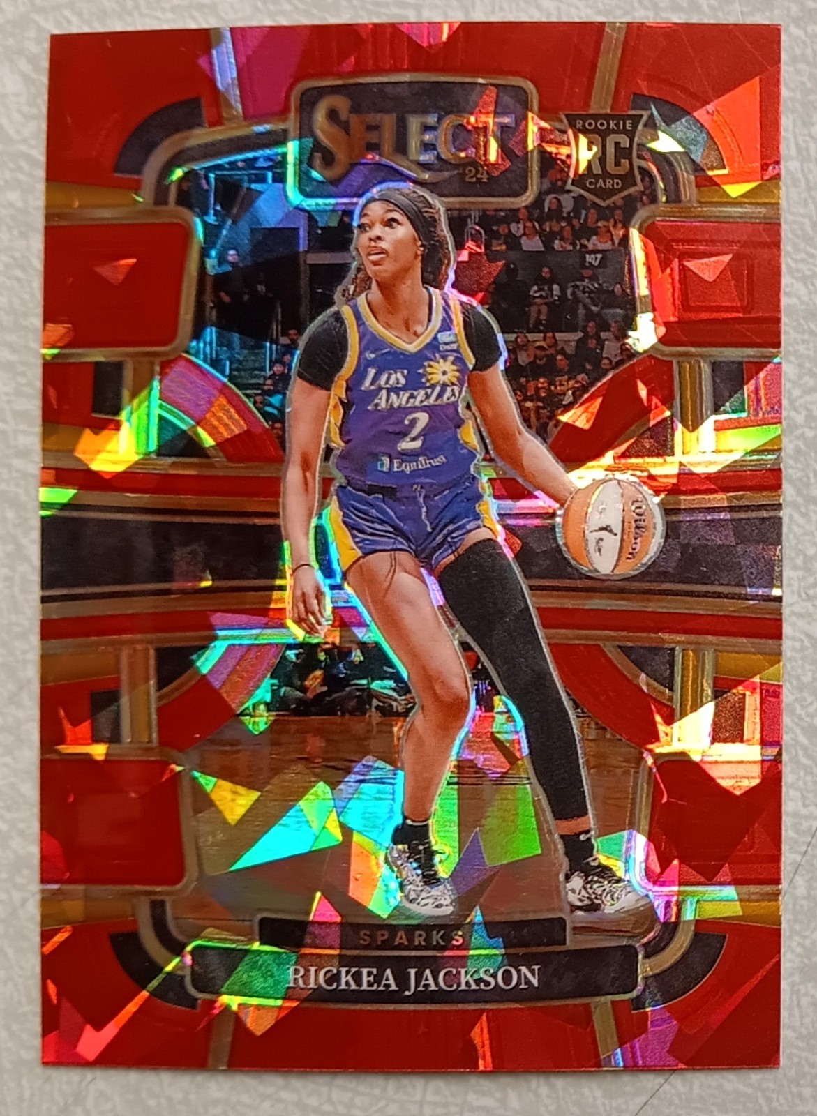 2024 Panini Select WNBA Concourse Red Cracked Ice Rookie Card #58 Rickea Jackson