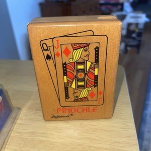 Vintage Deck Pinochle Playing Cards With Wooden Case