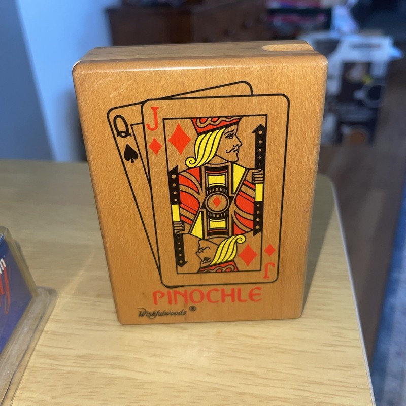 Vintage Deck Pinochle Playing Cards With Wooden Case
