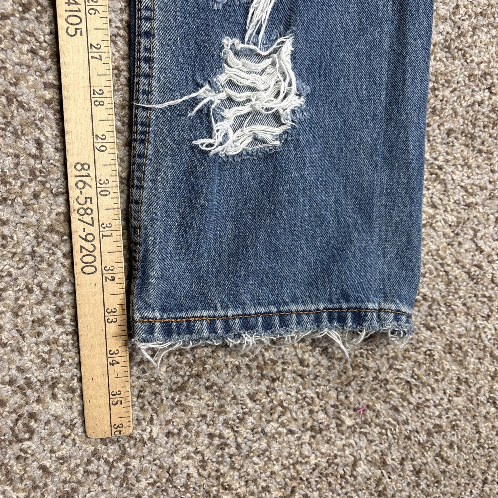 Levi's 559 Mens Blank Tag 38x34 Straight Medium Wash Denim Destroyed (38x33.5) - View 10