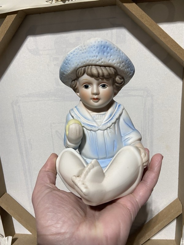 Vintage Piano Baby Boy Child Statue Dressed In A Sailor Suit.