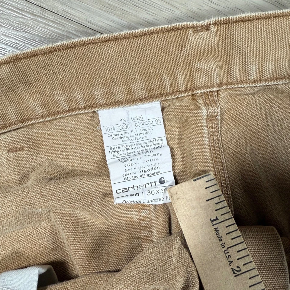 Pantalones de Trabajo Carpintero Carhartt De Colección Caqui Hombres 36x30 Lona Desteñida Sueltos Utilitarios Foto 3 de 4