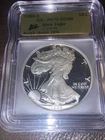 1986S PROOF SILVER EAGLE ICG PR70 DCAM AUSTIN HUTTO SIGNED GOLD LABEL 1 Of 99