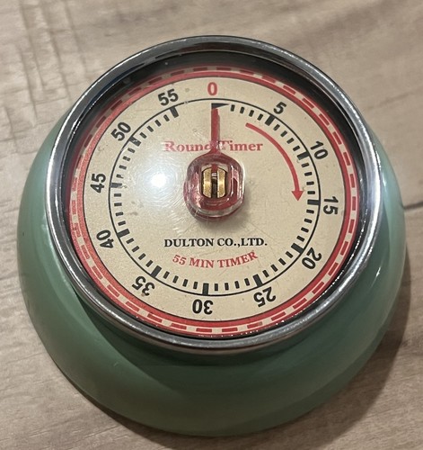 Dulton Co. Ltd. 55 Minute Round Timer Mint Green Magnetic Base Retro Design