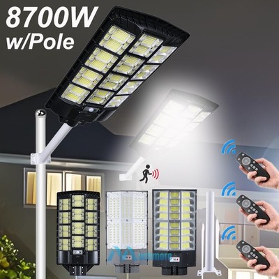 Commercial 8700W 9900000000LM Solar Street Light Dusk to Dawn Motion Sensor+Pole