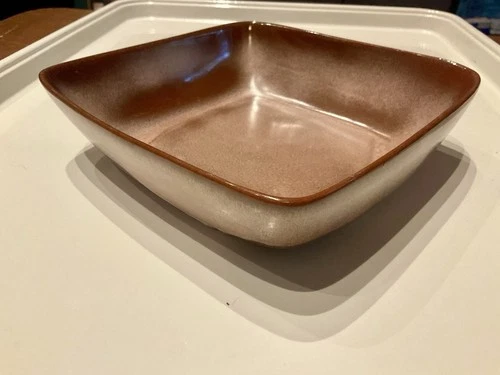 Vintage 40- 50's Frankoma Pottery 5NS Square 2qt Bowl Plainsman Brown EUC