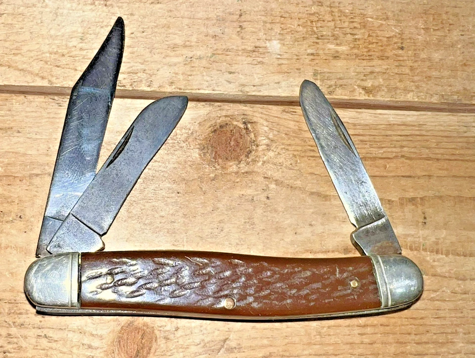 "Navaja de bolsillo vintage Camillus de 3 hojas EE. UU. buen ajuste 4"" cerrada" Foto 3 de 4