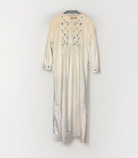 Vintage LL Bean Cotton Nightgown Womens Size Small Oversized Off White Floral
