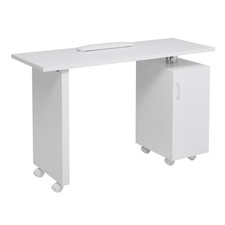 White Professional Manicure Table Salon Nail Station Beauty Desk with Wheels