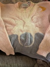 Vintage Madison Gabriel Youth Sweater Size LG Pink  Purple Two Cats  Moon