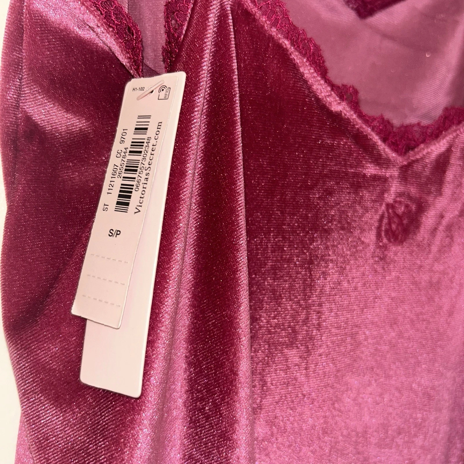 UNDERCOVER Abito Victoria Secret velluto slip stile camicia corto rosa donna taglia S nuovo con etichetta