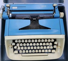 Royal Aristocrat Vintage Antique Portable Typewriter w/ Case Retro Blue  thumbnail