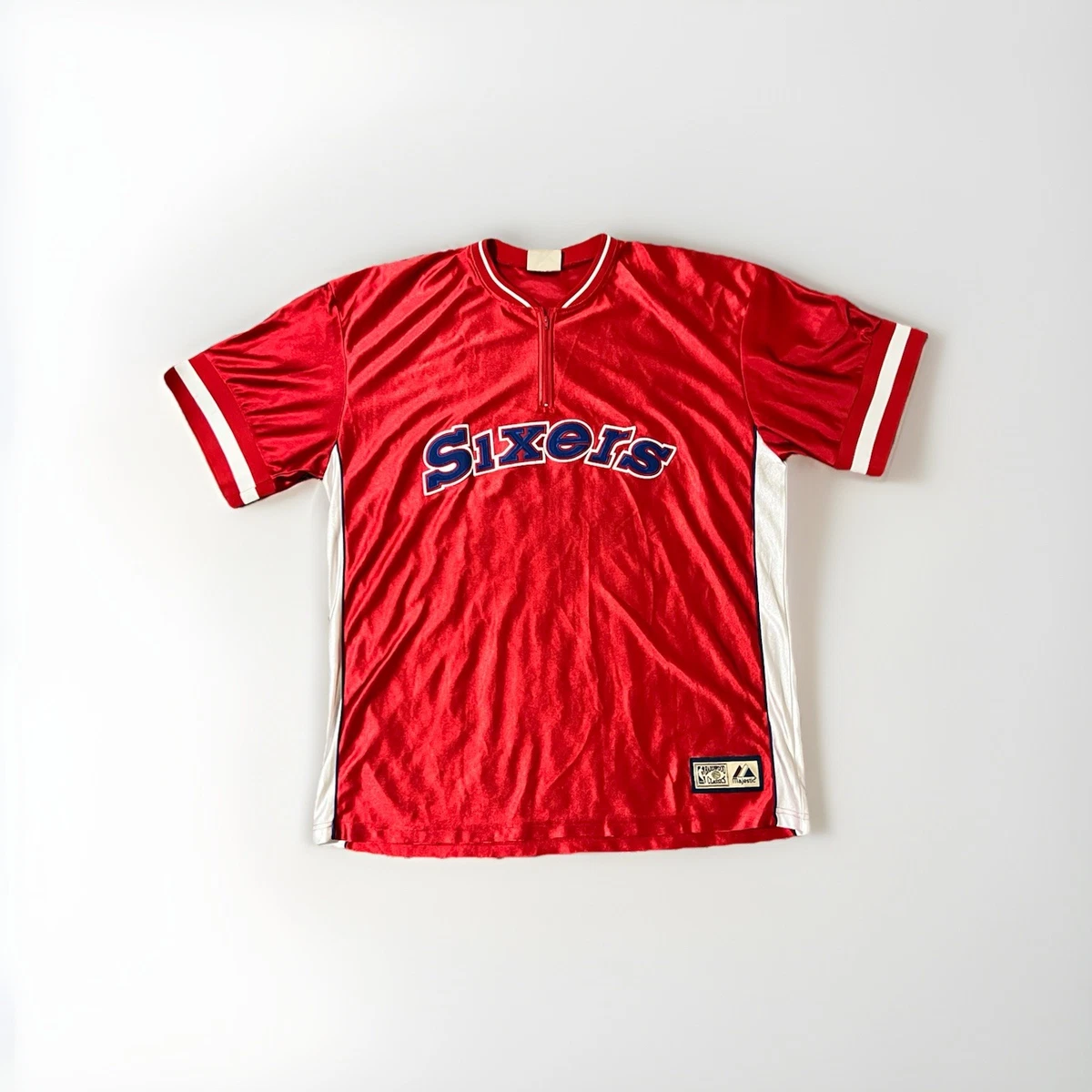 76ers SIXERS ゲームシャツ　半袖　majestic NBA USA製 00's Philadelphia 76ers Sixers Majestic NBA Warm Up Size Medium