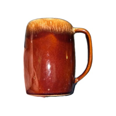 Hull Brown Drip Coffee Mug Small Beer Stein Tiny Chip Scratches Inside Heavy Age
