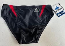 Adidas Boys 8-20 Black University Red Swimwear Briefs Drawstring Size 28