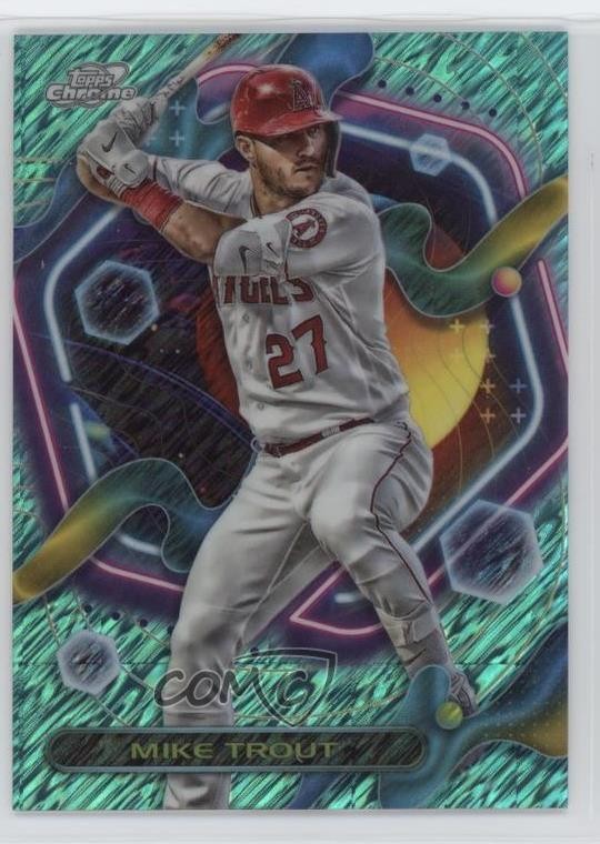 2023 Topps Cosmic Chrome Aqua Equinox Refractor 125/199 Mike Trout #129 h2j