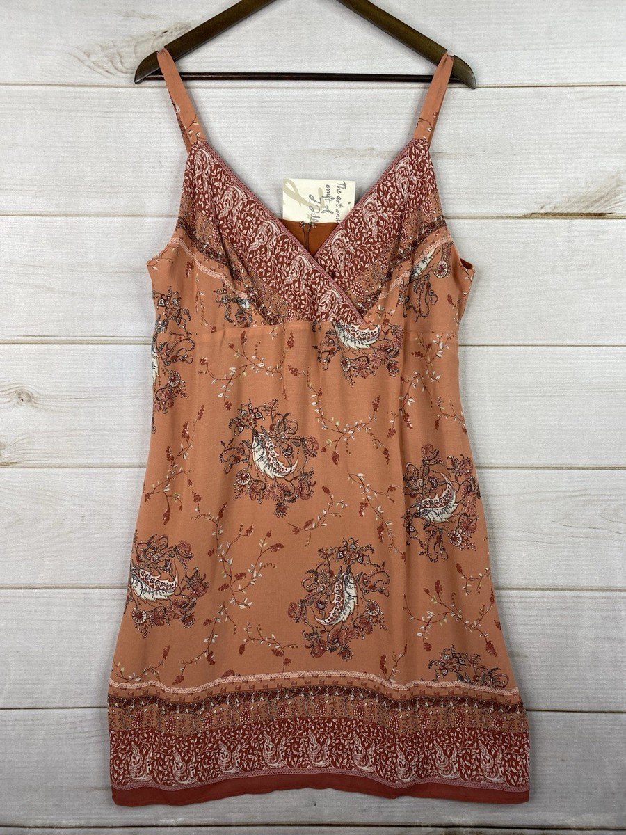 J Jill Dress Sz 18P Peach Floral Lined Chiffon Mini Slip Sleeveless Zip  Boho NWT | eBay