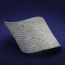 Beautiful Micro Pave CZ Curved Band 925 Sterling Silver Engagement Ring Sz 6-7