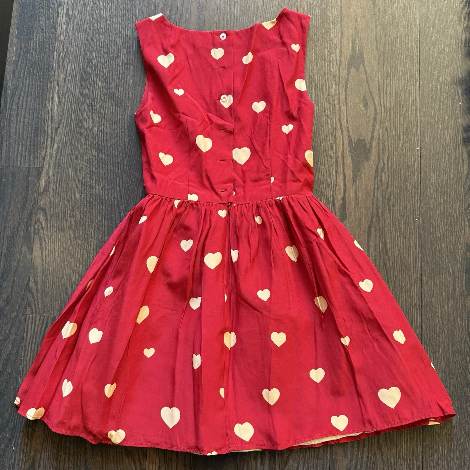 VALENTINO Rachel Antonoff RARO mini abito cuori rossi e bianchi taglia 0 vendita al dettaglio ~ $ 400