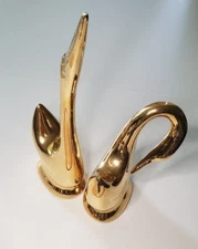 RARE discontinued Jaru 18k gold finish Art Swans Sculpture Mid Century Modern