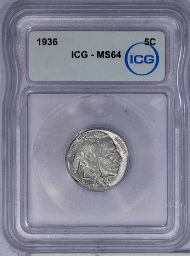 1936 Buffalo Nickel 5C ICG MS64