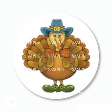 30 Cute Thanksgiving Turkey Scrapbook Stickers 1.5" Round Envelope Seals Labels