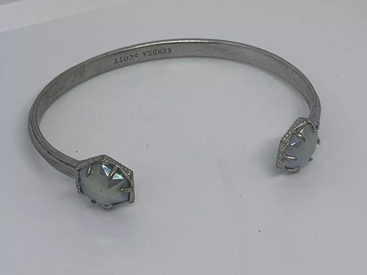 Kendra Scott Vintage Silver Tone Natural Clear Stone Cuff Bracelet