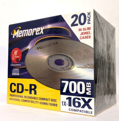 Memorex CD-R 2 x 10 Pack – 20 Pack 80 Mins / 700MB / 16x – NEW &amp; SEALED ...