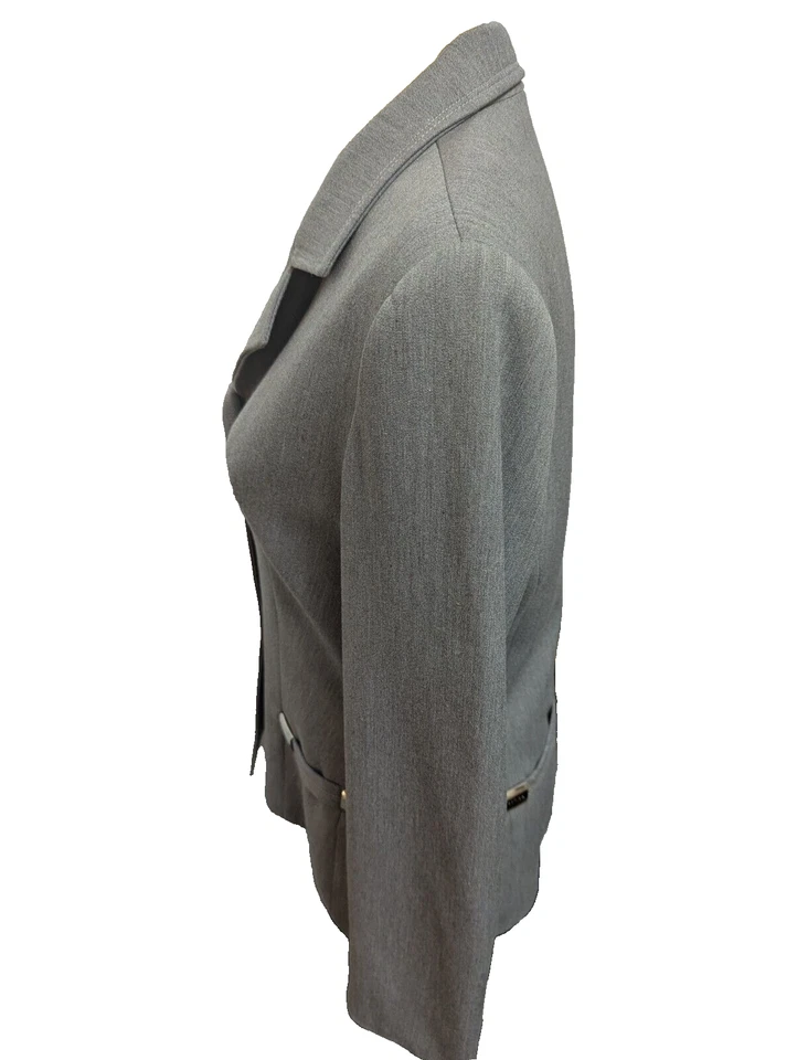 Paris France Vertigo gray fitted blazer jacket size M polyester blend lined - Image 4 of 4